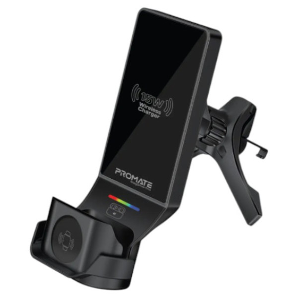 Фото - Автотримач з бездротовою зарядкою Promate magdrive-trio.black