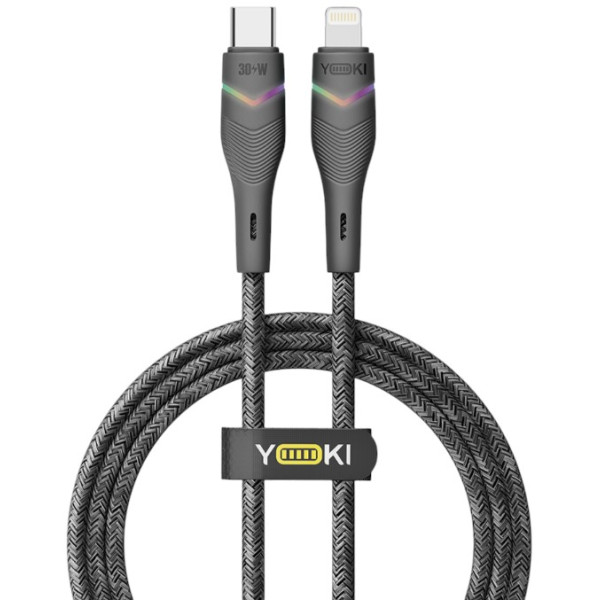 Фото - Кабель синхронізації даних YOKI RGB Type-C to Lightning 30W 1.2m Black (YK-RG24)