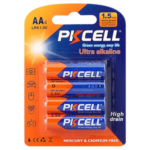 Фото - Батарейка тип AA PKCELL AA/HR6 4 шт. (PC/LR6-4B) Фото - Батарейка тип AA PKCELL AA/HR6 4 шт. (PC/LR6-4B)