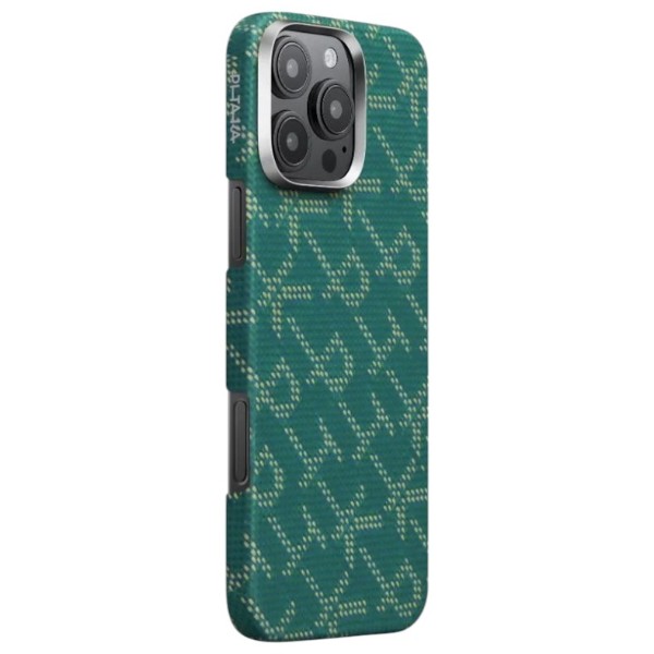 Фото - Чехол для смартфона Pitaka Tactile Woven Monogram Green/Gold for iPhone 16 Pro (KI1601PTK)