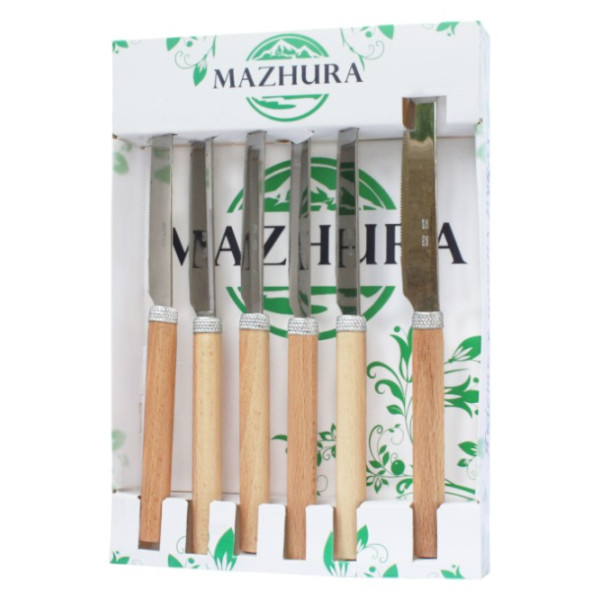 Фото - Набір ножів столових MAZHURA Beech wood 6 пр. (mz505669)