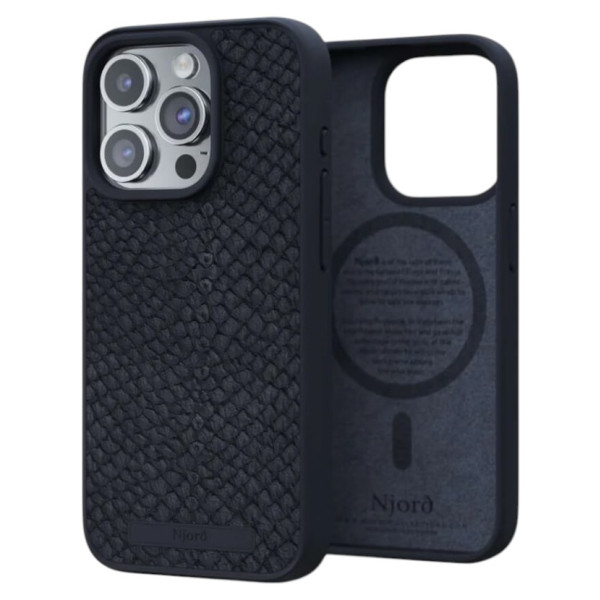 Фото - Чохол для смартфону Njord Salmon Leather MagSafe Case Black for iPhone 15 Pro (NA53SL00)