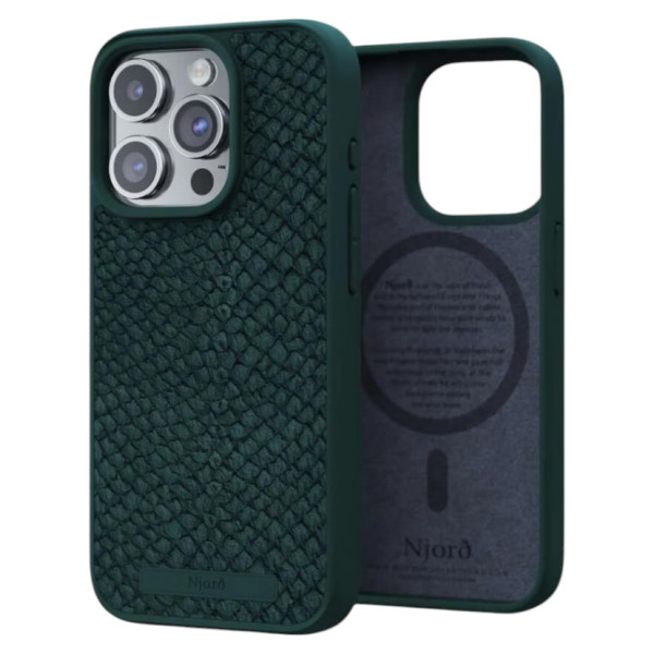 Фото - Чохол для смартфону Njord Salmon Leather MagSafe Case Dark Green for iPhone 15 Pro (NA53SL02)