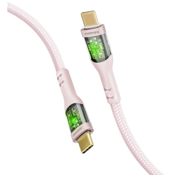 Фото - Кабель синхронізації даних Promate USB Type-C - USB Type-C (transline-cc.pink)