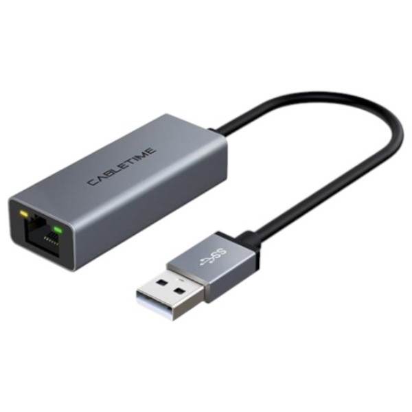 Фото - Переходник USB- RJ-45 Cabletime USB - Ethernet, 0.15m Space Grey (CB52G)