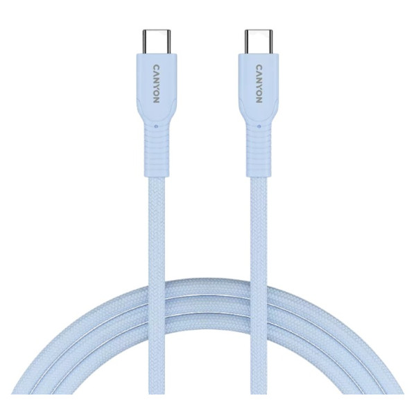 Фото - Кабель синхронізації даних Canyon OnWire 60CL C-C 60W COLOR Braided 1m Light Blue (CND-CCAP60AB10LBL)