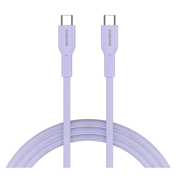 Фото - Кабель синхронізації даних Canyon OnWire 60CL C-C 60W COLOR Braided 1m Purple (CND-CCAP60AB10PU)