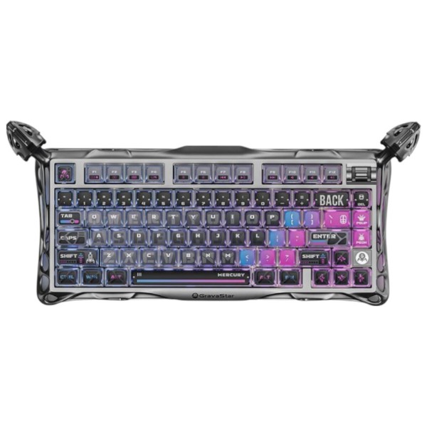 Фото - Клавіатура бездротова ігрова GravaStar Mercury K1 Pro 80keys Kailh Speedy Mint BT/WL/USB Сyberpunk (GSK1PRO_CBLK)