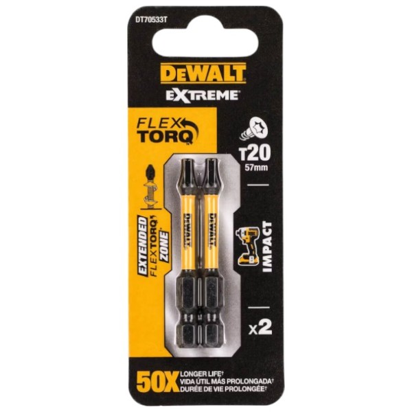 Фото - Біта для викрутки DeWALT IMPACT TORSION, IMPACT TORSION 2 шт. (DT70533T)
