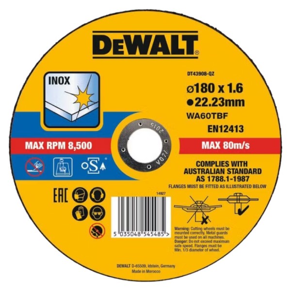 Фото - Круг відрізний по металу DeWALT EXTREME 180х1.6х22.23 мм (DT43908)