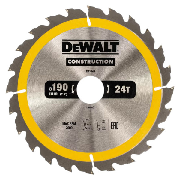 Фото - Круг відрізний по дереву DeWALT CONSTRUCTION 190х30 мм (DT1944) Фото - Круг відрізний по дереву DeWALT CONSTRUCTION 190х30 мм (DT1944)