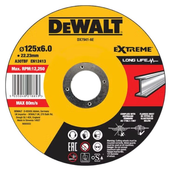 Фото - Круг відрізний по металу DeWALT EXTREME 125х6.0х22.23 мм (DX7941)