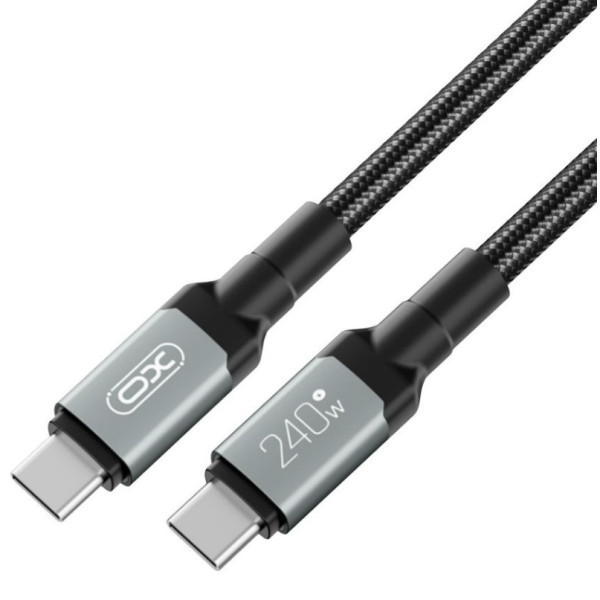 Фото - Кабель синхронізації даних XO High Power Braided Type-C to Type-C - 240W 1m (NBQ264A_С_Black)
