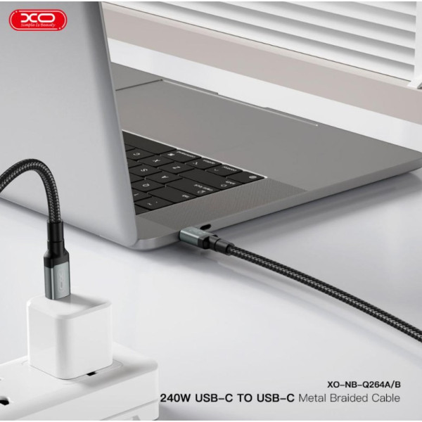 Фото - Кабель синхронізації даних XO High Power Braided Type-C to Type-C - 240W 1m (NBQ264A_С_Black)