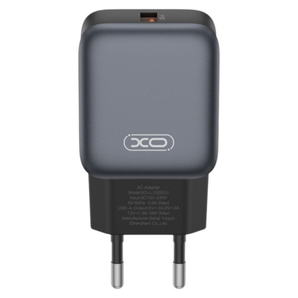 Фото - Мережевий зарядний пристрій XO 18W QC Single port USB-A (L152_Black)