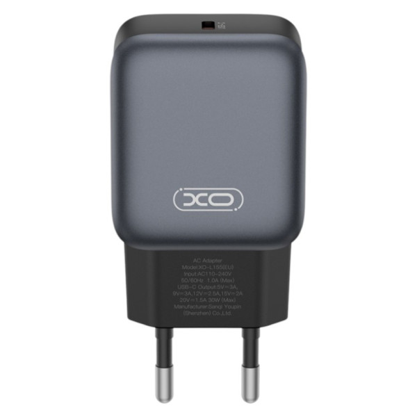 Фото - Мережевий зарядний пристрій XO 30W PD Single port USB-C (L155_Black)