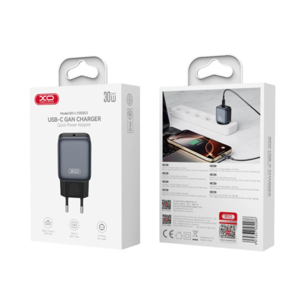 Фото - Мережевий зарядний пристрій XO 30W PD Single port USB-C (L155_Black)