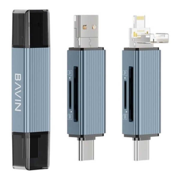 Фото - Кардрідер Bavin OTG-52 5 в 1 USB 3.0/Lightning/TF/SD/Type-C Gray