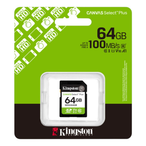 Фото - Карта пам'яті Kingston SD 64GB C10 UHS-I V10 (SDS3/64GB)