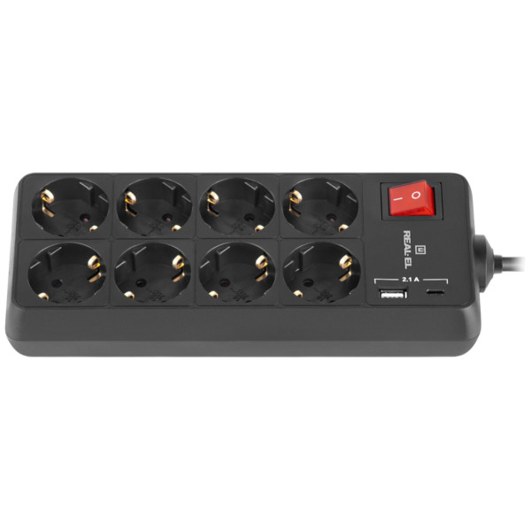Фото - Мережевий фільтр REAL-EL RS-Protect 805 3 м Black (EL122300043)