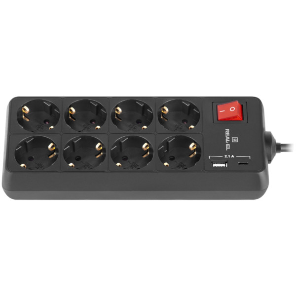 Фото - Мережевий фільтр REAL-EL RS-Protect 805 1.8 м Black (EL122300042)