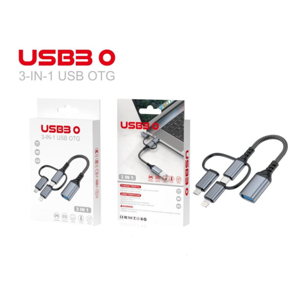 Фото - Перехідник XOKO AC-155 OTG USB 3.0 - Type-C, micro USB, Lightning 60W (XK-AC-155)