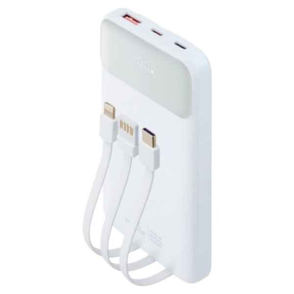 Фото - Батарея мобільна RIVACASE 10000 mA QC/PD 22.5W 3 вбудовані кабелі VA2211 (White)