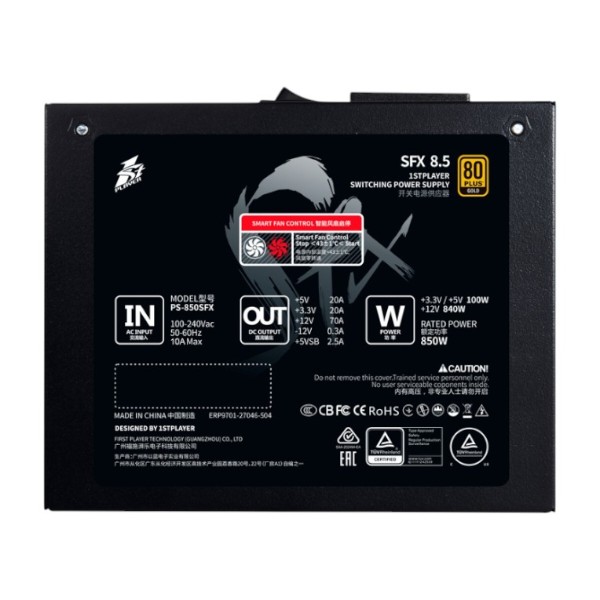 Фото - Блок живлення для ПК 1stPlayer 850W PS-850SFX (SFX-GLD-850-BK-EU)