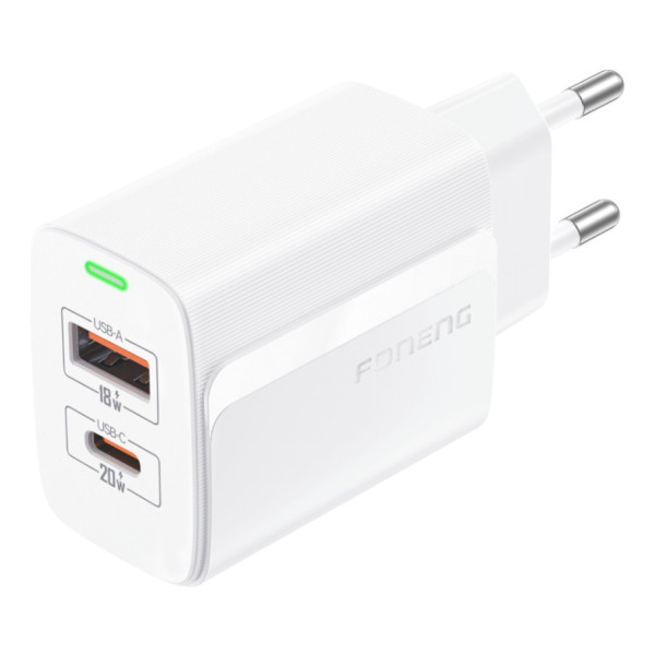 Фото - Мережевий зарядний пристрій Foneng GaN10 1хUSB 2хUSB-C 65W White + кабель USB Type-C (GaN10-EU-CH-TC-W) Фото - Мережевий зарядний пристрій Foneng GaN10 1хUSB 2хUSB-C 65W White + кабель USB Type-C (GaN10-EU-CH-TC-W)