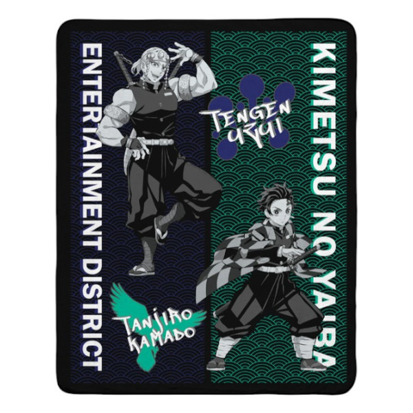Фото - Плед двоспальний ABYstyle DEMON SLAYER: KIMETSU NO YAIBA Tanjiro and Tengen 150x120 см (ABYHOM020)