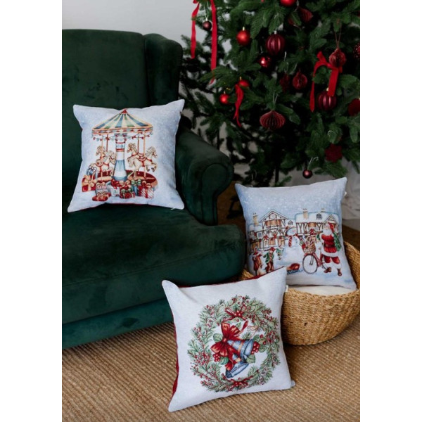 Фото - Подушка декоративна Прованс Новорічна Carousel Карусель 45х45 см (041950)