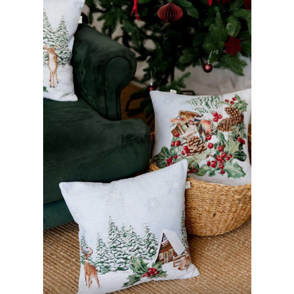 Фото - Подушка декоративна Прованс Новорічна Squirrel Олені 45х45 см (041931)