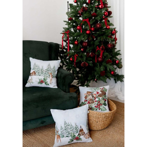 Фото - Подушка декоративна Прованс Новорічна Squirrel Олені 45х45 см (041931)