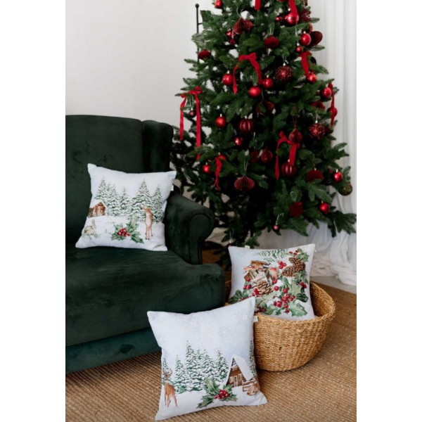 Фото - Подушка декоративна Прованс Новорічна Squirrel Пташка 45х45 см (041929)