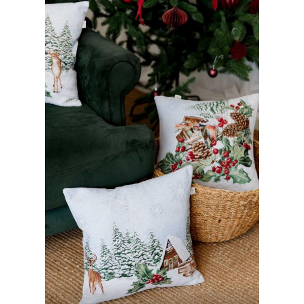 Фото - Подушка декоративна Прованс Новорічна Squirrel Пташка 45х45 см (041929)