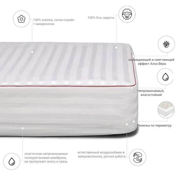 Фото - Наматрацник дитячий MirSon DeLuxe Woollen Aloe Vera 246 80x160 см (2200000370259)