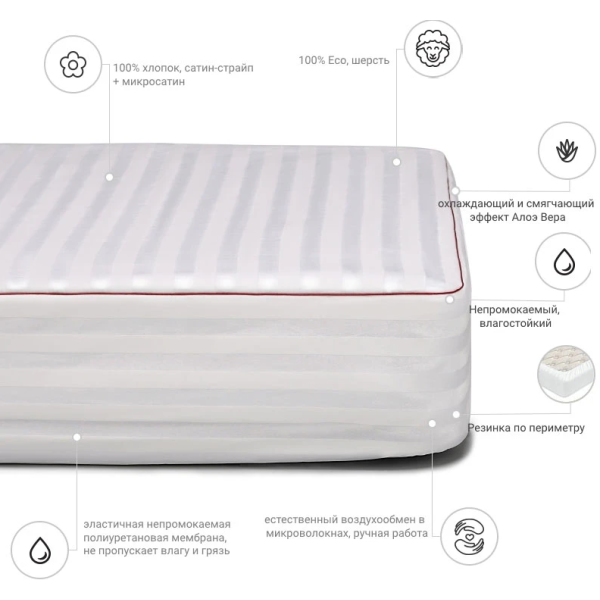 Фото - Наматрацник дитячий MirSon DeLuxe Woollen Aloe Vera 246 70x190 см (2200000368621)