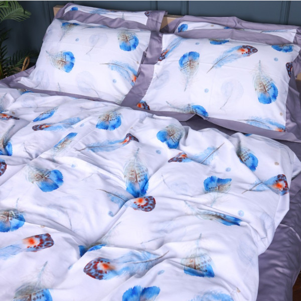 Фото - Комплект постільної білизни MirSon Satin print Elit Azure Jay 220х240 см (2200005394250)