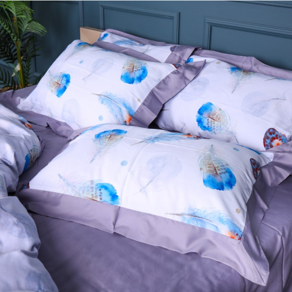 Фото - Комплект постільної білизни MirSon Satin print Elit Azure Jay 143х210х2 см (2200005394281)