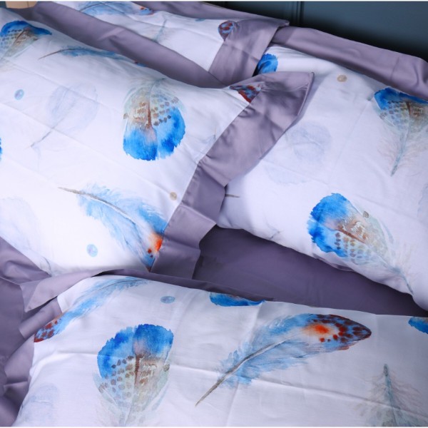 Фото - Комплект постільної білизни MirSon Satin print Elit Azure Jay 175х210 см (2200005394267)