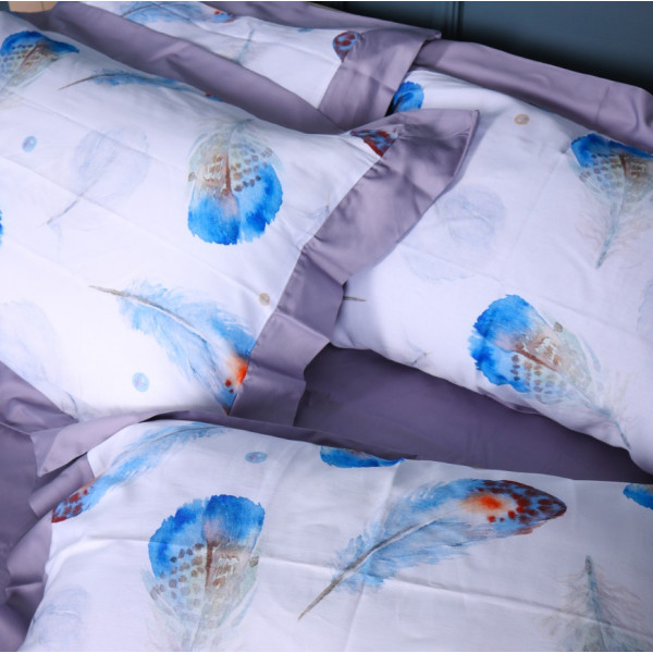 Фото - Комплект постільної білизни MirSon Satin print Elit Azure Jay 143х210х2 см (2200005394281)