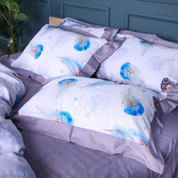 Фото - Комплект постільної білизни MirSon Satin print Elit Azure Jay 175х210 см (2200005394267)