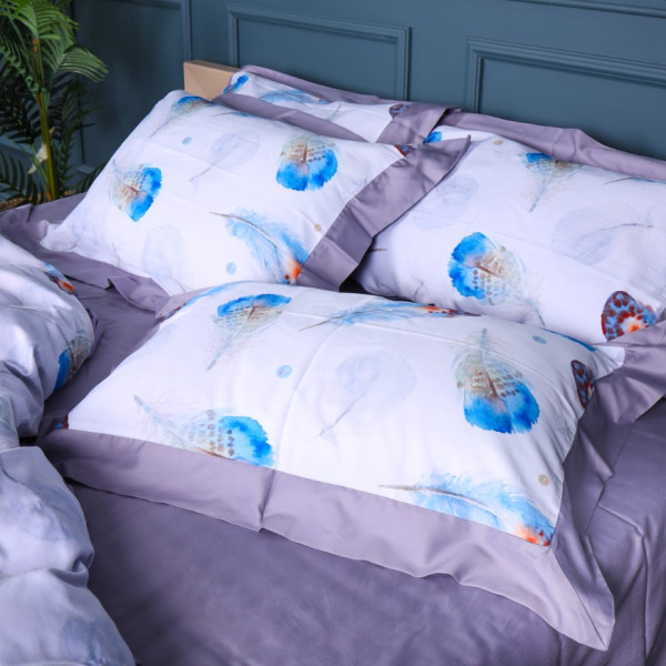Фото - Комплект постільної білизни MirSon Satin print Elit Azure Jay 143х210х2 см (2200005394281)