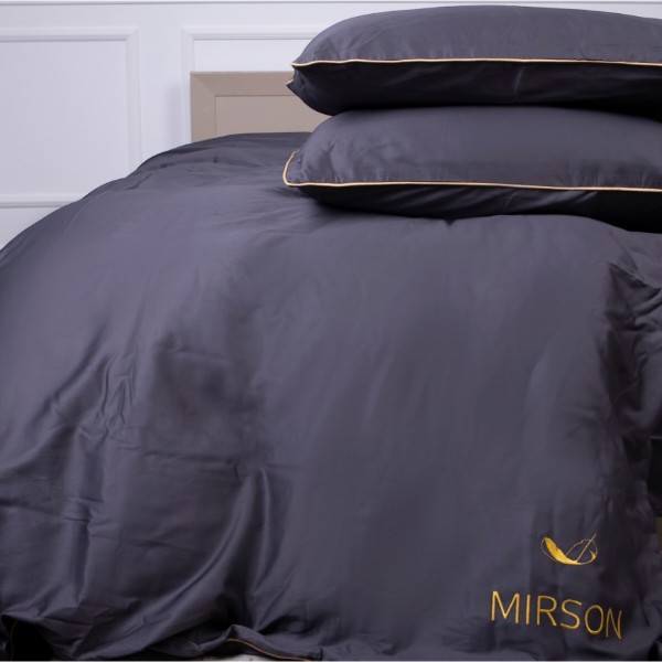 Фото - Комплект постільної білизни MirSon Сатин Corner Iron grey 175x210 см (2200001484399)