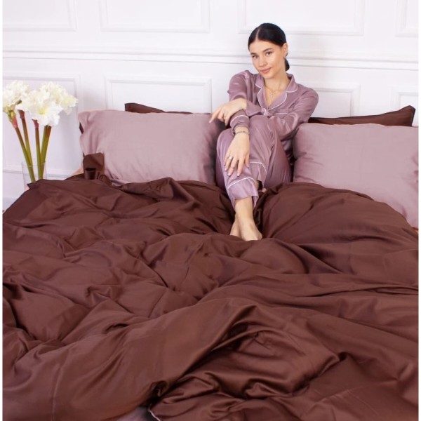 Фото - Комплект постільної білизни MirSon Сатин Cappuccino 0165+0211 160х220 см (2200001479135)