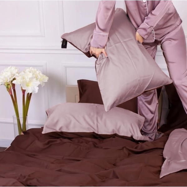 Фото - Комплект постільної білизни MirSon Сатин Cappuccino 0165+0211 160х220 см (2200001479135)