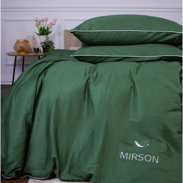 Фото - Комплект постільної білизни MirSon King Size 0844 Green Olive Corner Сатин (2200008711047)