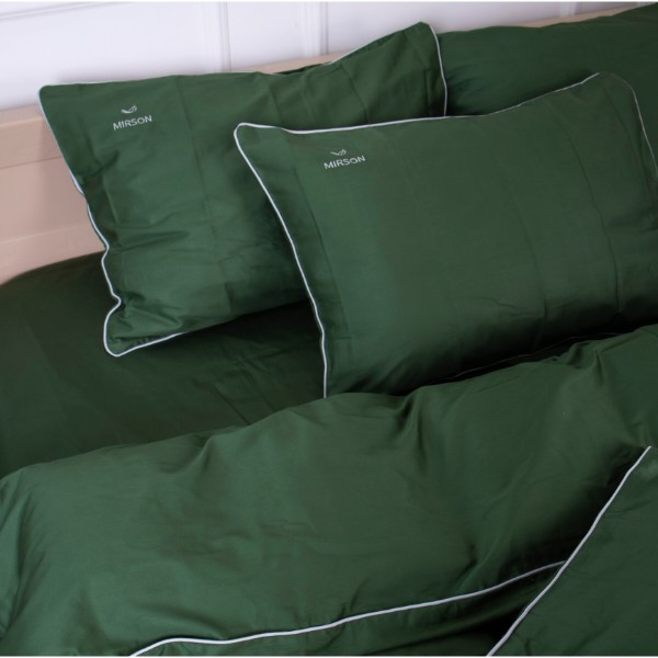 Фото - Комплект постільної білизни MirSon King Size 0844 Green Olive Corner Сатин (2200008711047)