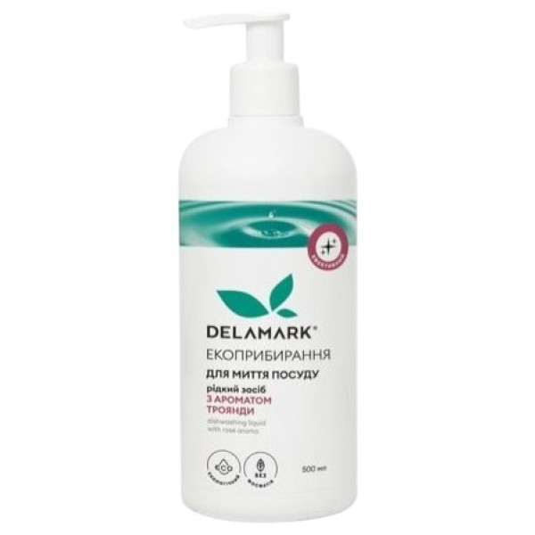 Фото - Засіб для ручного миття посуду DeLaMark з ароматом троянди 0.5 л (4820152330123)