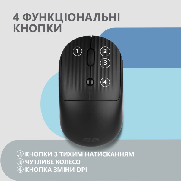 Фото - Миша бездротова 2E MF218 Silent WL BT Black